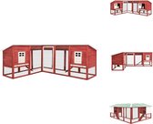 vidaXL Konijnenhok - Dubbel huis - Grote ren - Massief hout - Waterbestendig dak - Anti-slip - 250x192x105 cm - Hok