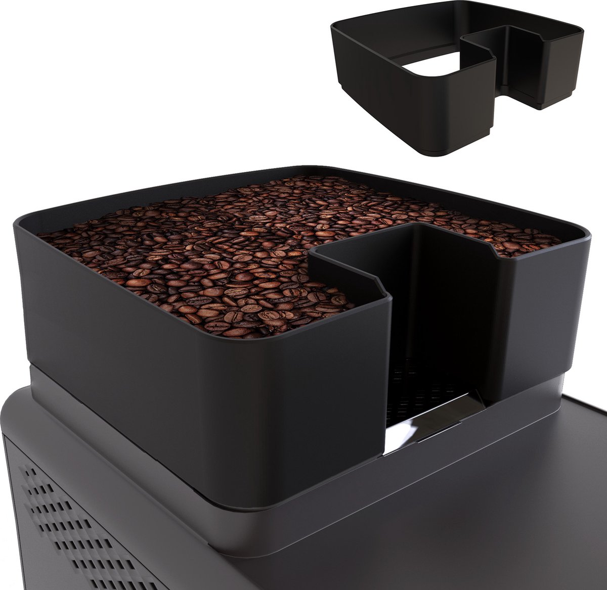 Lux3D Koffiebonenhouder uitbereiding geschikt voor Phillips EP 1200 – 2200 – 5400 - Geeft extra capaciteit aan jouw machine - Accessoire voor Phillips koffiemachine - 2L