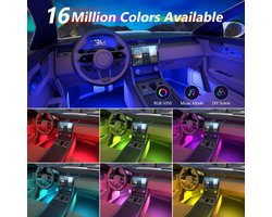 Auto-interieur LED-verlichting, TASMOR RGB LED Auto Bluetooth met APP, 48 LED's Meerkleurig waterdicht ontwerp voor auto, Auto Muziek LED-strip met afstandsbediening 12V