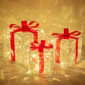 Kerst decoratie set van 3 verlichte cadeauboxen - Kerstpakket doos - Kerstversiering – Kerstboom -Kerstverlichting voor onder de boom