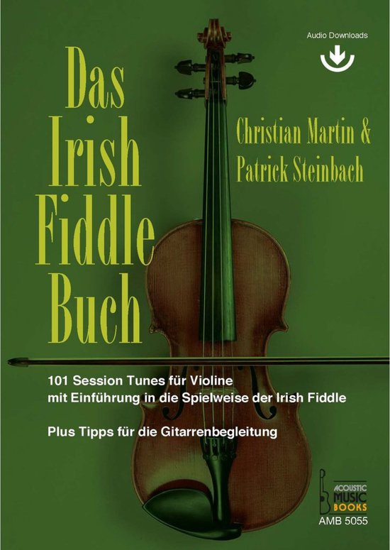 Boekomslag van 'Das Irish Fiddle Buch' met een viool en strijkstok.
