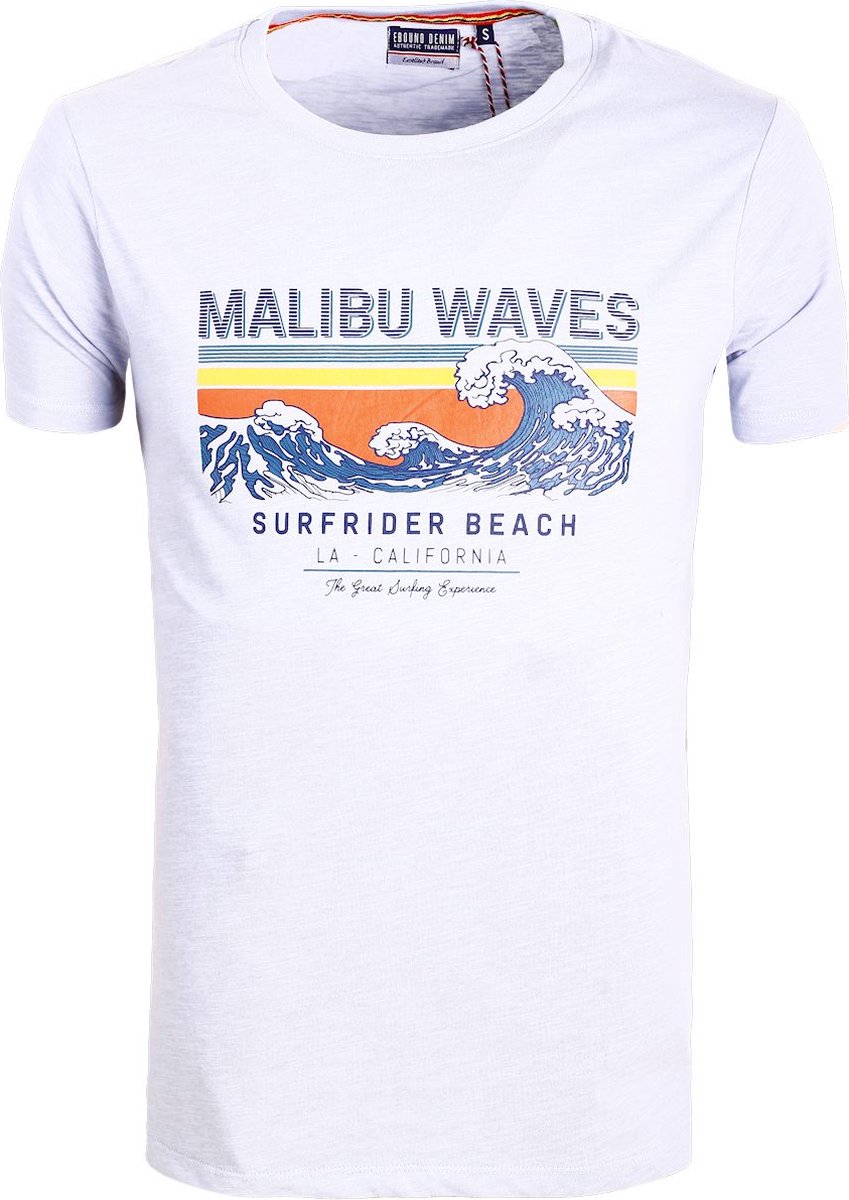 T-shirt Ronde Hals Blauw Bio Katoen California E-Bound - M
