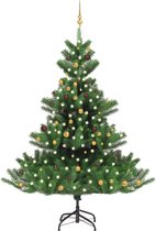 vidaXL Kunstkerstboom Nordmann met LED's en kerstballen 240 cm groen