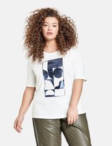 SAMOON Dames T-shirt met metallic print van GOTS biologisch katoen Offwhite gemustert-42