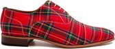VanPalmen Nette schoenen - Schotse Ruit rood - leer en textiel - topkwaliteit - maat 44