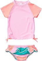 Snapper Rock - UV Ruffle zwemset voor meisjes - Korte mouw - Sunset Stripe - maat 68-80cm