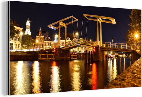 Décoration murale Métal - Peinture Aluminium Industriel - Haarlem - Pont - Water - 80x40 cm - Dibond - Photo sur aluminium - Décoration murale industrielle - Pour le salon/chambre