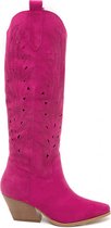 WELOVESHOES® Dames Cowboylaarzen met Hak  - Suedine - Roze - Maat 39