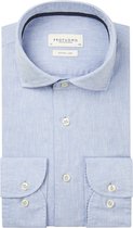 Profuomo slim fit overhemd - Oxford katoen met linnen - lichtblauw - Strijkvriendelijk - Boordmaat: 38