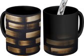 Magische Mok - Foto op Warmte Mok - Goud gekleurde strepen op zwart papier - 350 ML - Uitdeelcadeautjes