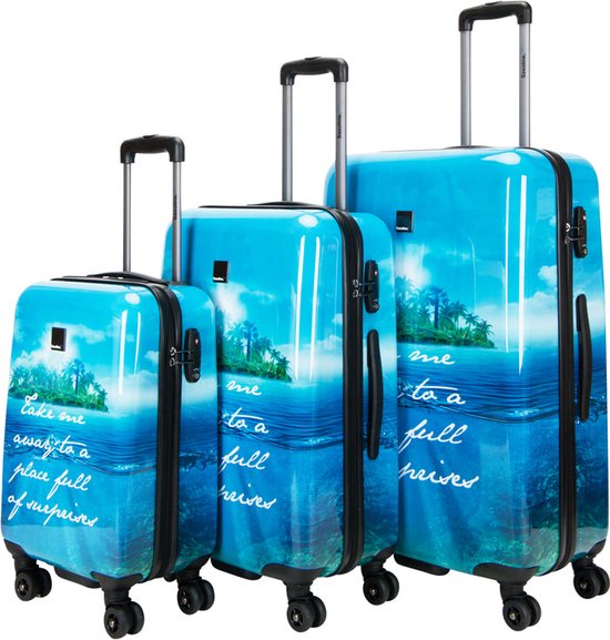 Saxoline Blue Harde Koffer | Reiskoffer - 67cm (Medium) - Bulldog Emotion Print – LUGGAGE 4 U