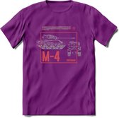 M4 Sherman leger T-Shirt | Unisex Army Tank Kleding | Dames / Heren Tanks ww2 shirt | Blueprint | Grappig bouwpakket Cadeau - Paars - M