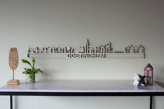 Skyline Doetinchem Bois de peuplier 130 Cm Décoration murale pour le mur avec texte City Shapes