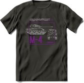 M4 Sherman leger T-Shirt | Unisex Army Tank Kleding | Dames / Heren Tanks ww2 shirt | Blueprint | Grappig bouwpakket Cadeau - Donker Grijs - S