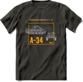 A34 Comet leger T-Shirt | Unisex Army Tank Kleding | Dames / Heren Tanks ww2 shirt | Blueprint | Grappig bouwpakket Cadeau - Donker Grijs - S