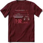 T32 Heavy tank leger T-Shirt | Unisex Army Tank Kleding | Dames / Heren Tanks ww2 shirt | Blueprint | Grappig bouwpakket Cadeau - Burgundy - XL