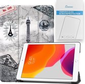 Case2go - Tablet hoes & Screenprotector geschikt voor iPad 2021 / 2020 / 2019 - 10.2 Inch - Auto Wake/Sleep functie - Eiffeltoren