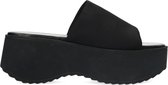 Sacha - Dames - Zwarte hoge wedge sandalen - Maat 40