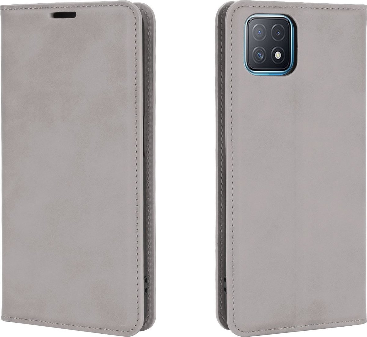 Mobigear Telefoonhoesje geschikt voor OPPO A73 5G Hoesje | Mobigear Retro Slim Bookcase Portemonnee | Pasjeshouder voor 3 Pasjes | Telefoonhoesje voor Pinpas / OV Kaart / Rijbewijs - Grijs