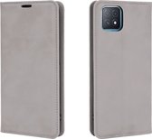 Mobigear Telefoonhoesje geschikt voor OPPO A73 5G Hoesje | Mobigear Retro Slim Bookcase Portemonnee | Pasjeshouder voor 3 Pasjes | Telefoonhoesje voor Pinpas / OV Kaart / Rijbewijs - Grijs