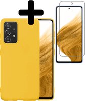 Samsung A53 Hoesje Met Screenprotector - Samsung Galaxy A53 Case Cover - Siliconen Samsung A53 Hoes Met Screenprotector - Geel