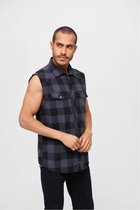 Urban Classics Overhemd -7XL- Checkshirt sleeveless Zwart/Grijs
