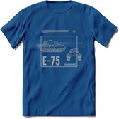 E75 leger T-Shirt | Unisex Army Tank Kleding | Dames / Heren Tanks ww2 shirt | Blueprint | Grappig bouwpakket Cadeau - Donker Blauw - XL