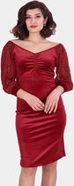 HASVEL- Rood jurk- Maat XL- Fluwelen jurk-Mini jurk- HASVEL- Red dress- Size XL- Velvet dress-Mini dress