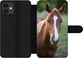 Bookcase Geschikt voor iPhone 12 Pro telefoonhoesje - Paard - Natuur - Portret - Met vakjes - Wallet case met magneetsluiting