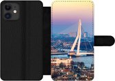 Bookcase Geschikt voor iPhone 12 Pro telefoonhoesje - Rotterdam - Skyline - Zonsondergang - Met vakjes - Wallet case met magneetsluiting