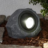 Lindby - solar tuinverlichting - 2 lichts - polyresine, kunststof - H: 16 cm - grijs, zwart, transparant - Inclusief lichtbronnen