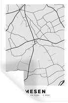 Muurstickers - Sticker Folie - België – Mesen – Stadskaart – Kaart – Zwart Wit – Plattegrond - 40x60 cm - Plakfolie - Muurstickers Kinderkamer - Zelfklevend Behang - Zelfklevend behangpapier - Stickerfolie