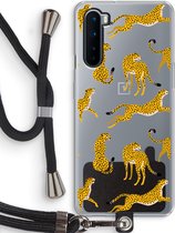 Case Company® - OnePlus Nord hoesje met Koord - Luipaard - Telefoonhoesje met Zwart Koord - Bescherming aan alle Kanten en Over de Schermrand