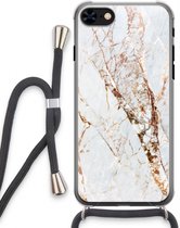 Case Company® - iPhone 8 hoesje met Koord - Goud marmer - Telefoonhoesje met Zwart Koord - Extra Bescherming aan alle Kanten en Over de Schermrand