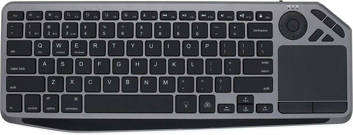 Case2go - Universeel Bluetooth 2,4 GHz Keyboard met Muispad en Licht - Draadloos Toetsenbord - QWERTY - Zwart