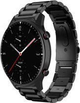 Stalen Smartwatch bandje - Geschikt voor Strap-it Amazfit GTR 2 stalen band - zwart - GTR 2 - 22mm - Strap-it Horlogeband / Polsband / Armband