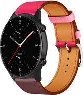 Leer Smartwatch bandje - Geschikt voor Amazfit GTR 2 leren band - knalroze/roodbruin - Strap-it Horlogeband / Polsband / Armband