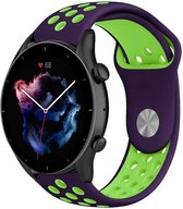 Siliconen Smartwatch bandje - Geschikt voor  Amazfit GTR 3 - Pro sport band - paars/groen - GTR 3 & GTR 3 Pro - Strap-it Horlogeband / Polsband / Armband