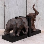 MigoStyling - Boekensteun - Olifant - Bruin - Afmeting L31xB20xH26cm - Set olifant