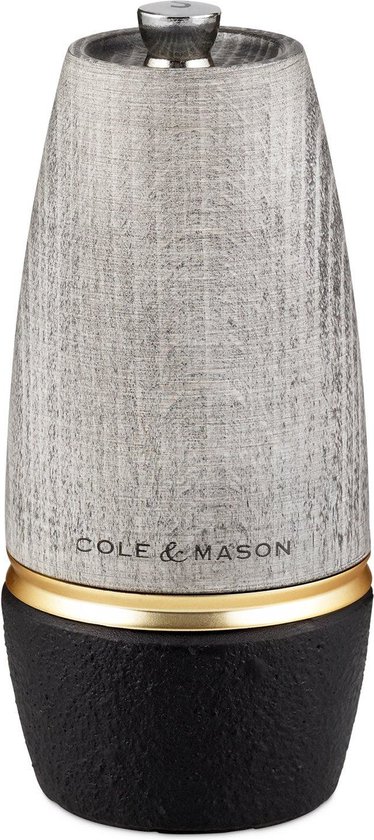 Cole & Mason Bridgwater Zoutmolen 13,5cm - Gietijzer - Hout - Traploos Instelbare Maalgrootte - Precision+ Maalwerk