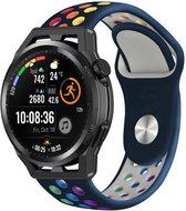 Siliconen Smartwatch bandje - Geschikt voor Strap-it Huawei Watch GT Runner sport band - donkerblauw kleurrijk - GT Runner - 22mm - Strap-it Horlogeband / Polsband / Armband