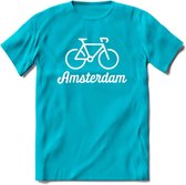 Amsterdam Fiets Stad T-Shirt | Souvenirs Holland Kleding | Dames / Heren / Unisex Koningsdag shirt | Grappig Nederland Fiets Land Cadeau | - Blauw - XXL