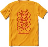 Amsterdam Fiets Stad T-Shirt | Souvenirs Holland Kleding | Dames / Heren / Unisex Koningsdag shirt | Grappig Nederland Fiets Land Cadeau | - Geel - M
