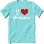 I Love Amsterdam T-Shirt | Souvenirs Holland Kleding | Dames / Heren / Unisex Koningsdag shirt | Grappig Nederland Fiets Land Cadeau | - Licht Blauw - S