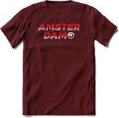 Amsterdam T-Shirt | Souvenirs Holland Kleding | Dames / Heren / Unisex Koningsdag shirt | Grappig Nederland Fiets Land Cadeau | - Burgundy - M