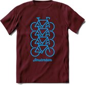 Amsterdam Fiets Stad T-Shirt | Souvenirs Holland Kleding | Dames / Heren / Unisex Koningsdag shirt | Grappig Nederland Fiets Land Cadeau | - Burgundy - L