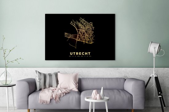Peinture sur toile Carte de la ville - Utrecht - Carte - Carte - Nederland - 140x90 cm - Décoration murale