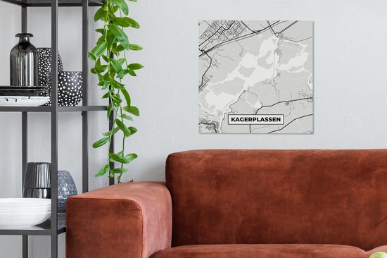 Canvas Schilderij Kaart - Nederland - Plattegrond - Kagerplassen - Stadskaart - 50x50 cm - Wanddecoratie