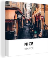 Canvas Schilderij Nice - Frankrijk - Café - 90x90 cm - Wanddecoratie