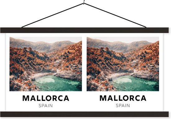 Porte-affiche avec affiche - Affiche scolaire - Majorque - Espagne - Berg - 150x75 cm - Lattes noires